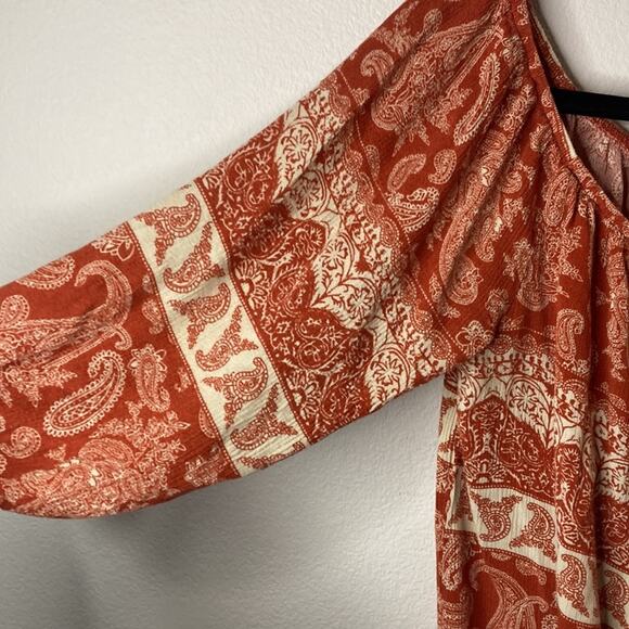 E&M Boho Paisley Crop Top in Rust size L - Picture 3 of 5